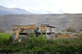 Bird hide at Laguna Nimez, a wildlife reserve at El Calafate in Patagonia, Argentina Royalty Free Stock Photo