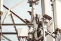 Bird on a High-Voltage Transmission Line. Birds don`t get shocked when they sit on electrical wires as both of the bird`s feet a