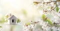 bird house on branch bird house in spring bird house on tree Royalty Free Stock Photo