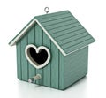 Bird house with heart shaped door. 3D illustration