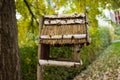 Bird house out of wood side view Royalty Free Stock Photo