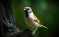Bird house Sparrow on a tree Royalty Free Stock Photo