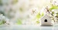 bird house in spring bird house on tree Royalty Free Stock Photo