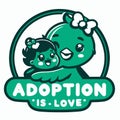 A bird hugs a child. Adoption of a child logo