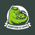 A bird hugs a child. Adoption of a child logo