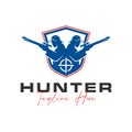 Bird hunter vector illustration logo design