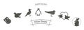 bird icon set with penguin, owl, ostrich, stork, cock pigeons vector icon set, birds