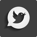 Bird icon with speech bubble isolated on black background. Vector image. Royalty Free Stock Photo