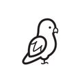 Bird icon. Vector isolated cute tiny parrot pictogram on white background Royalty Free Stock Photo