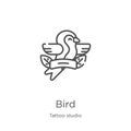 bird icon vector from tattoo studio collection. Thin line bird outline icon vector illustration. Outline, thin line bird icon for