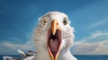 Animated Exuberance: A Close-up Of A Confrontational Seagull Royalty Free Stock Photo