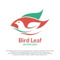 Bird and leaf logotype vector design