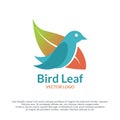 Bird and leaf logotype vector design Royalty Free Stock Photo