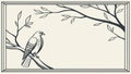 Bird on Leafy Branch Decorative Frame, vector design Generative AI Royalty Free Stock Photo
