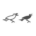 Bird line and glyph icon. Animal vector illustration isolated on white. Raven outline style design, designed for web and