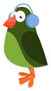 Bird listening to music, illustration, vector