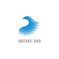 Bird log gradient blue style, abstract winged idea delivery emblem, creative flying graphic design element