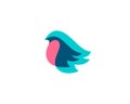 Bird logo design abstract modern color overlay style illustration. Bullfinch vector icon symbol identity logotype