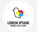 Bird logo, logo design template for printing, polygraphy