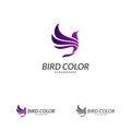 Bird logo vector. Flying Bird Logo design vector template. Dove Pigeon Logotype concept icon Royalty Free Stock Photo