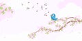 Bird in love on blossom branches Royalty Free Stock Photo