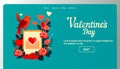 bird with love envelope happy valentine day celebration template horizontal