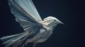 A bird made out of paper with wings, AI