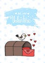 Bird mail cartoon cute illustration in