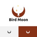 Bird Moon Eagle Wings Fly Stars Crescent Moon Logo Royalty Free Stock Photo