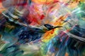 bird in movement painting detailed Avian Symphony dynamic brushstrokes, Generative AI