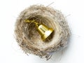 bird nest with christmas decoration gold bell