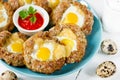 Bird nest Easter recipe - meat nests , baked minced meat cutlet