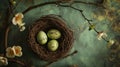 Bird Nest With Four Eggs