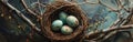 Bird Nest With Four Eggs