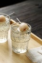 Bird Nest Ice or Es Sarang Burung, Indonesian Traditional Refreshment Made from Shredded Jelly, Basil Seed, Lyche, Simple Syrup, Royalty Free Stock Photo