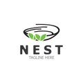 Bird nest logo branch natural root tree spring template vector Royalty Free Stock Photo