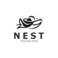 Bird nest logo branch natural root tree spring template vector Royalty Free Stock Photo