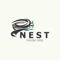 Bird nest logo branch natural root tree spring template vector Royalty Free Stock Photo