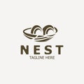 Bird nest logo branch natural root tree spring template vector