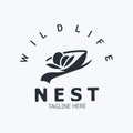 Bird nest logo branch natural root tree spring template vector