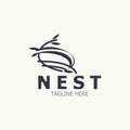 Bird nest logo branch natural root tree spring template vector