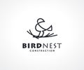 Bird Nest logo design concept, Construction logo design template