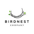 Bird nest logo icin vector illustration in trendy line art style Royalty Free Stock Photo