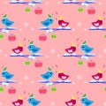 Bird new year seamless pattern vector