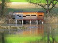 Bird observation post Hide in water bird protection area Flachsee Vogelbeobachtungsstand im Wasservogelschutzgebiet Flachsee Royalty Free Stock Photo