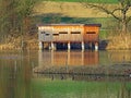 Bird observation post Hide in water bird protection area Flachsee Vogelbeobachtungsstand im Wasservogelschutzgebiet Flachsee Royalty Free Stock Photo