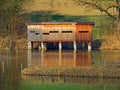 Bird observation post Hide in water bird protection area Flachsee Vogelbeobachtungsstand im Wasservogelschutzgebiet Flachsee Royalty Free Stock Photo