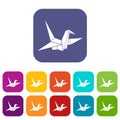 Bird origami icons set