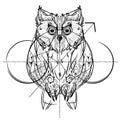 Bird owl head triangular icon Royalty Free Stock Photo