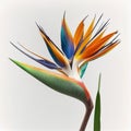 Bird of paradise flower Strelitzia isolated on white close-up, gorgeous beautiful unusual shape flower,